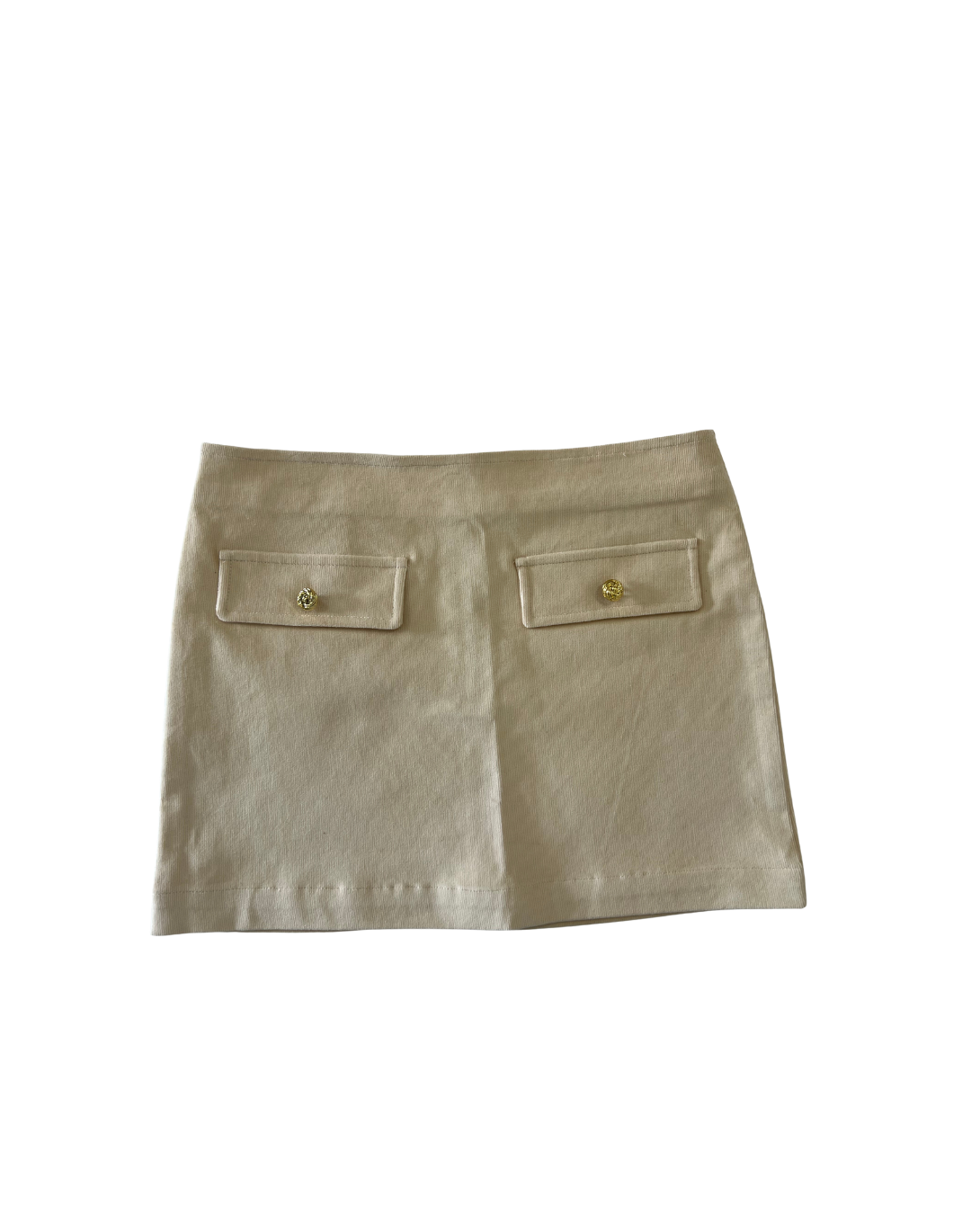 Sara Cream Corduroy Straight Mini Skirt