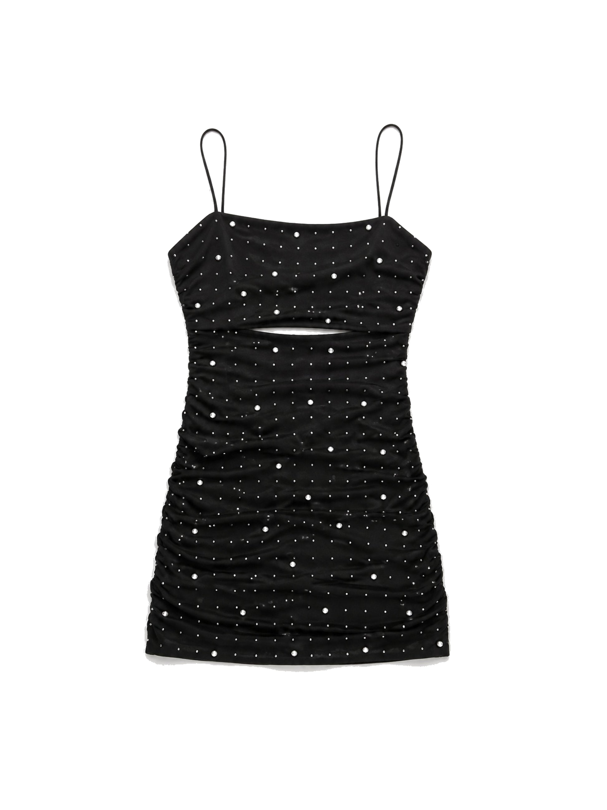 Maddison Black Pearl & Stud Mesh Cut Out Dress