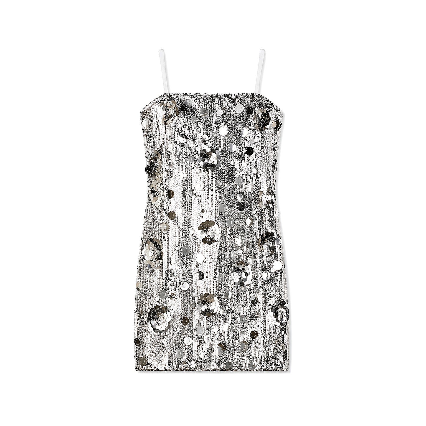 Lena Silver Flower Sequin Dress
