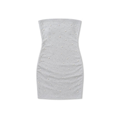 Pearl & Stud Silver Mesh Iridescent Dress