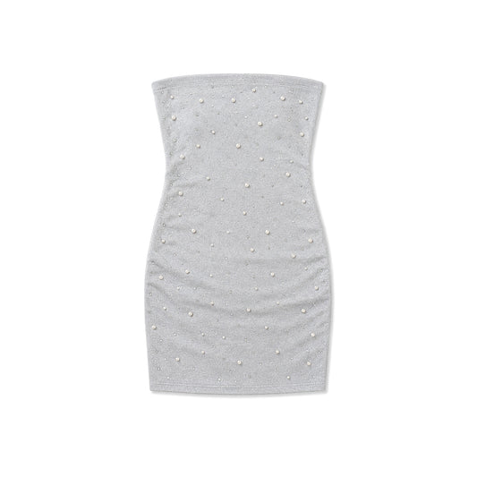 Pearl & Stud Silver Mesh Iridescent Dress