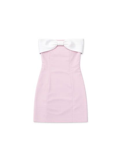 James Pink With White Bow Dress