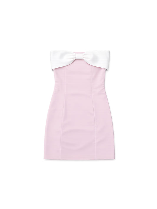 James Pink With White Bow Dress