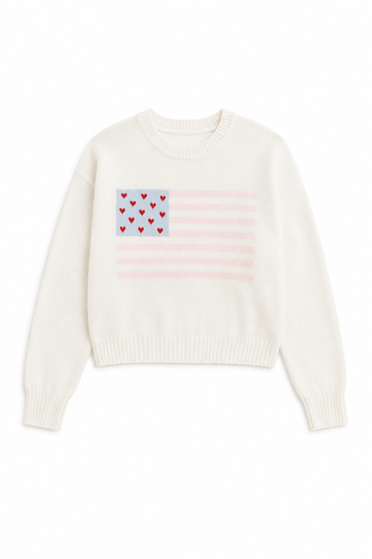 Tiegan White American Flag Sweater