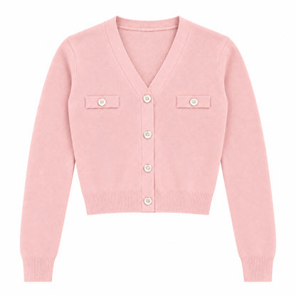 Mickey Pink with Heart Buttons Sweater Cardigan