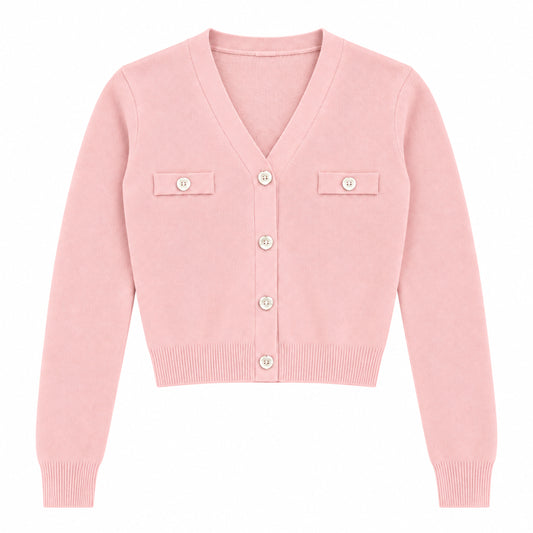 Mickey Pink with Heart Buttons Sweater Cardigan