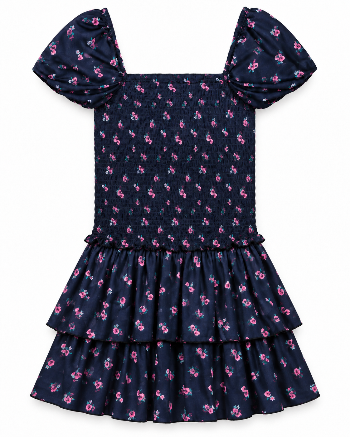 Lexi Cap Smocked Dress - Black Rose