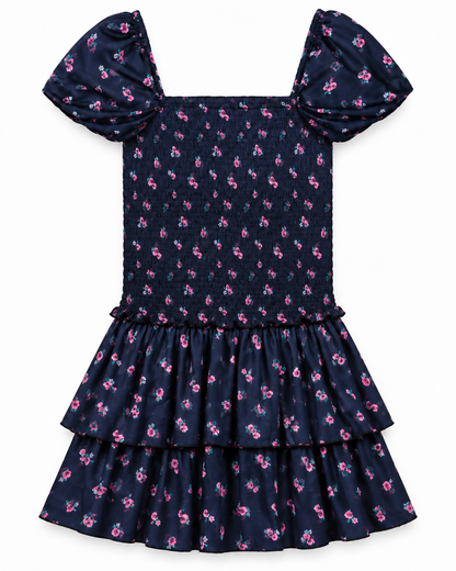 Lexi Cap Smocked Dress - Black Rose