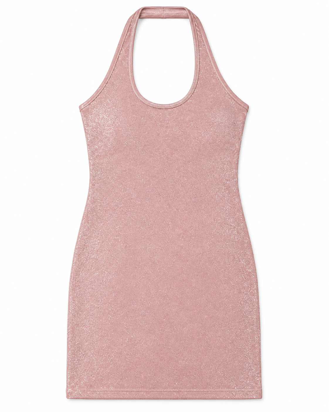 Mackenzie Ballet Pink Metallic Halter Mini Dress