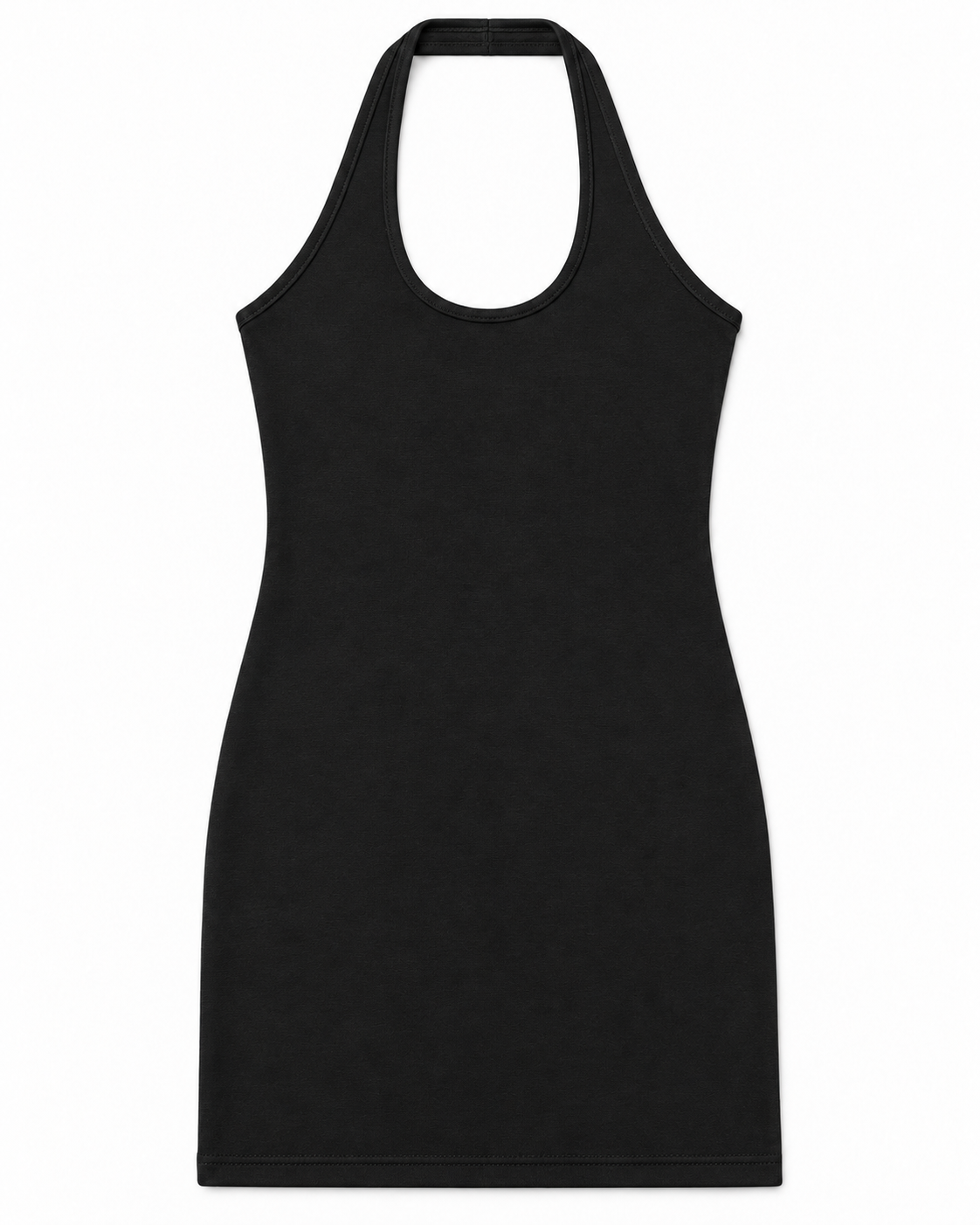 Mackenzie Black Cotton Spandex Halter Mini Dress