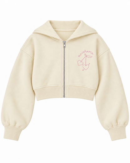 Mia Winter White French Terry Zip up Hoodie - Ma Cherie