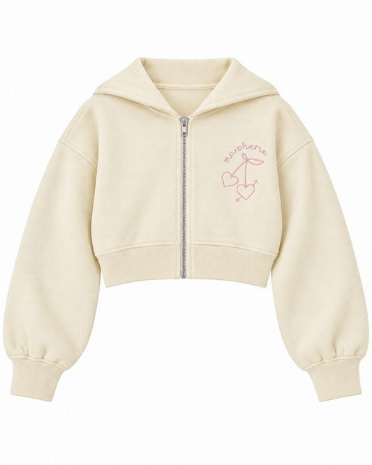 Mia Winter White French Terry Zip up Hoodie - Ma Cherie