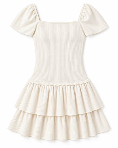 Quinn Winter White Braided Rib Dress