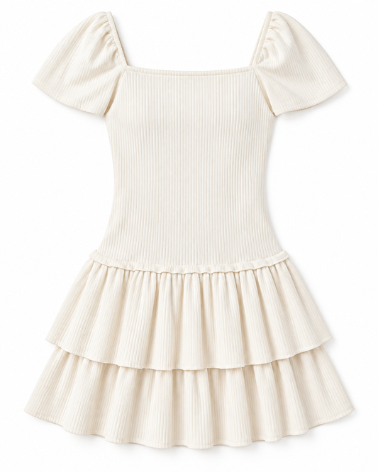 Quinn Winter White Braided Rib Dress