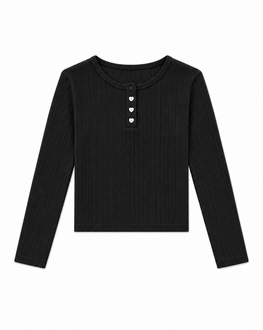 Savi Black Lightweight Ribbed Henley
