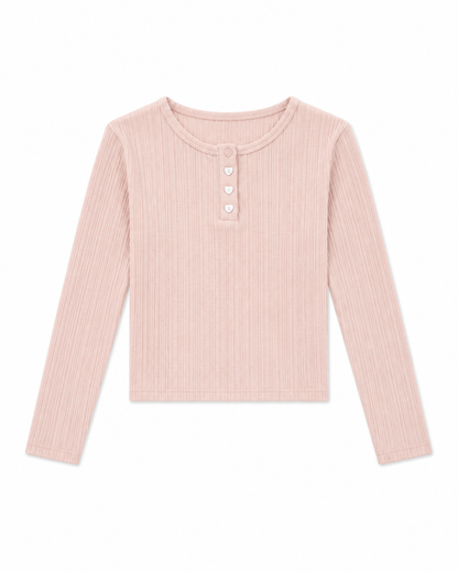 Savi Ballet Pink Lightweight Ribbed Henley