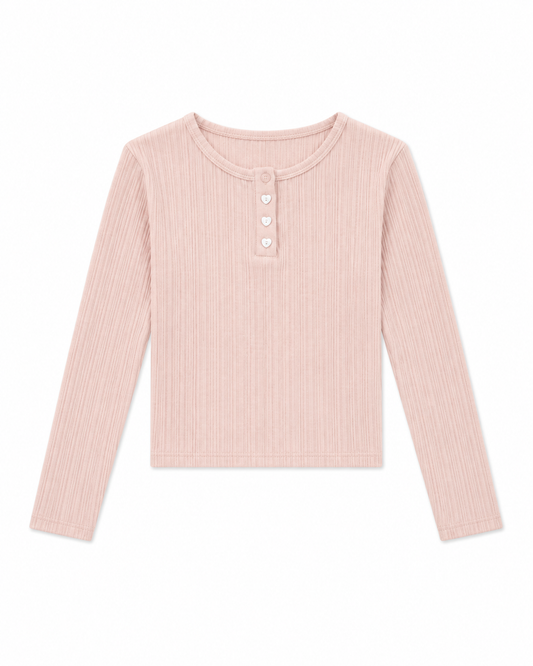 Savi Ballet Pink Lightweight Ribbed Henley