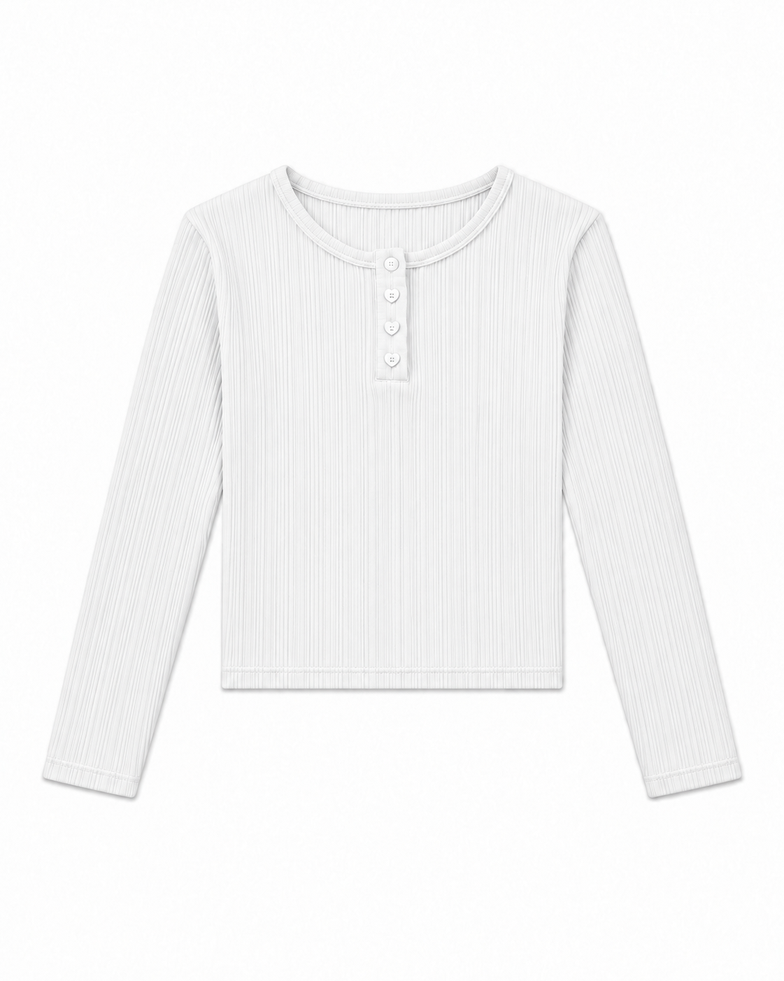 Savi White Lightweight Ribbed Henley