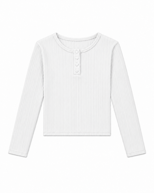 Savi White Lightweight Ribbed Henley