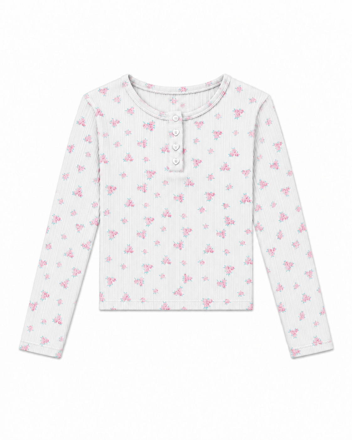 Savi White With Pink Thermal Henley