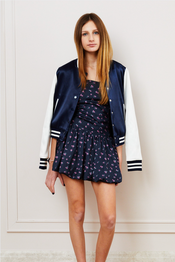 Bailey Satin Ballet Dress - Navy Rose