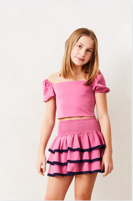 Noa Satin Rose TIe Back Top