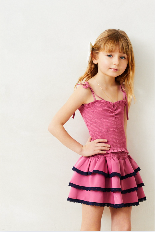 Georgia Rose Satin Smocked Top