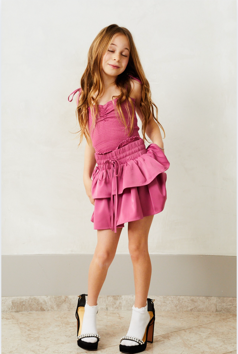ThemeNY Willow Pastel Pink Satin Skort main image 0