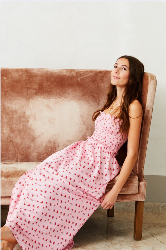 Joey Satin Maxi - Pink Rose