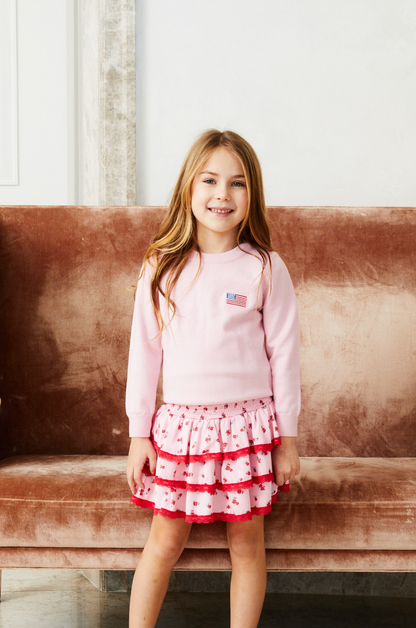 Tiegen American Flag Pink Sweater