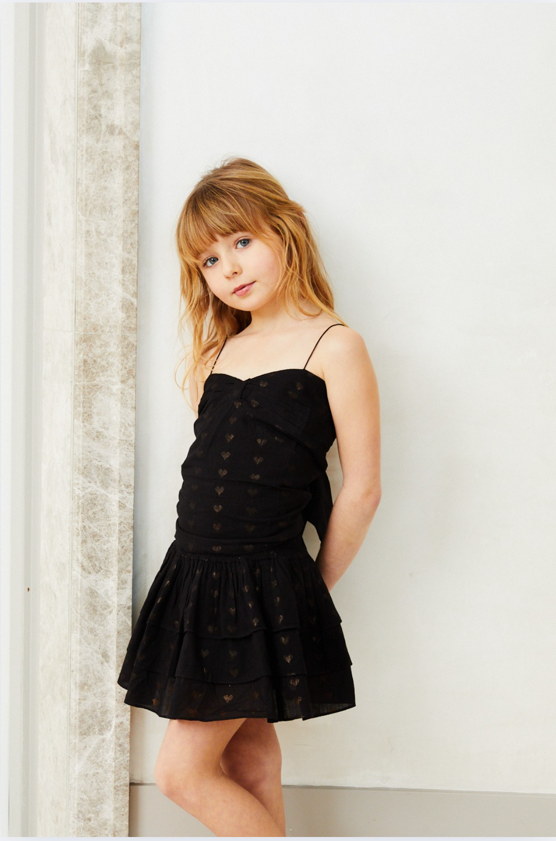 Liot Lurex Heart Tie Back Top - Black