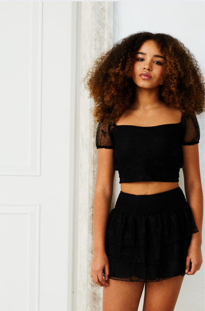 Gemma Mesh Bow  Mini - Black