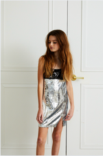 Nelly Silver & Black Sequin Dress with Bow