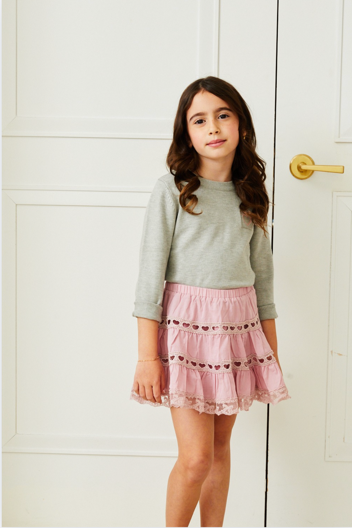 Sofia Heart Bow Lace Mini - Ballet Pink