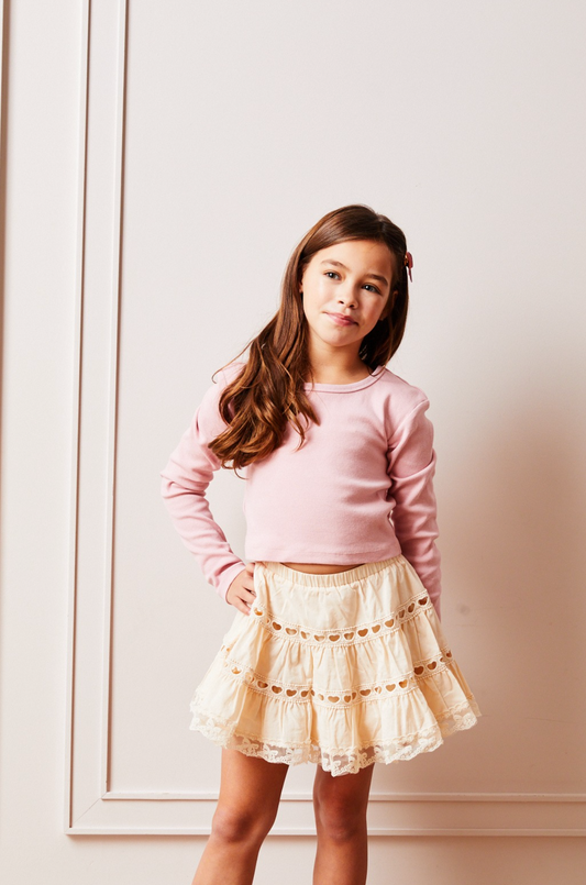 Sofia Heart Bow Lace Mini - Champagne