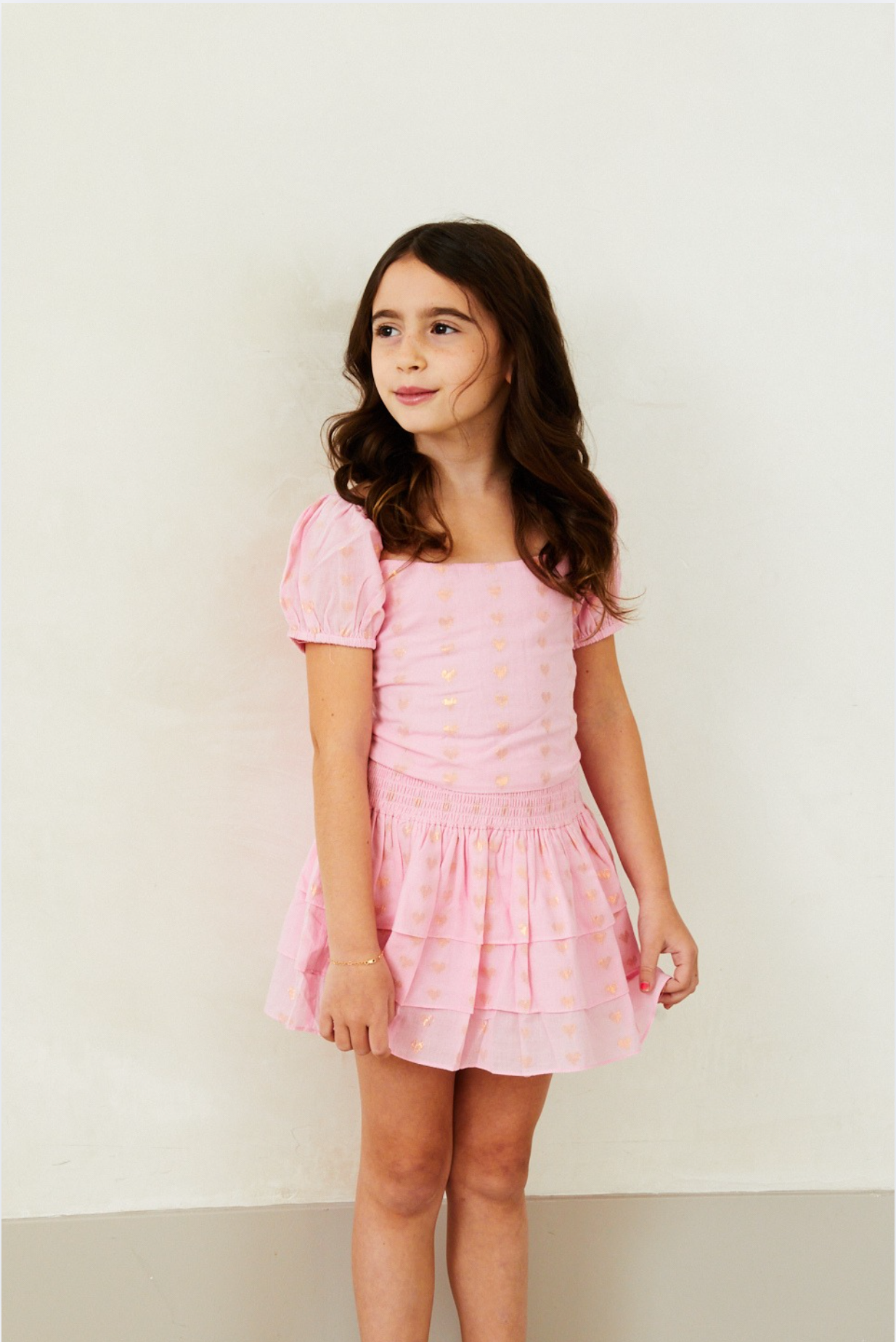 Noa Lurex Heart Tie Back Top - Ballet Pink