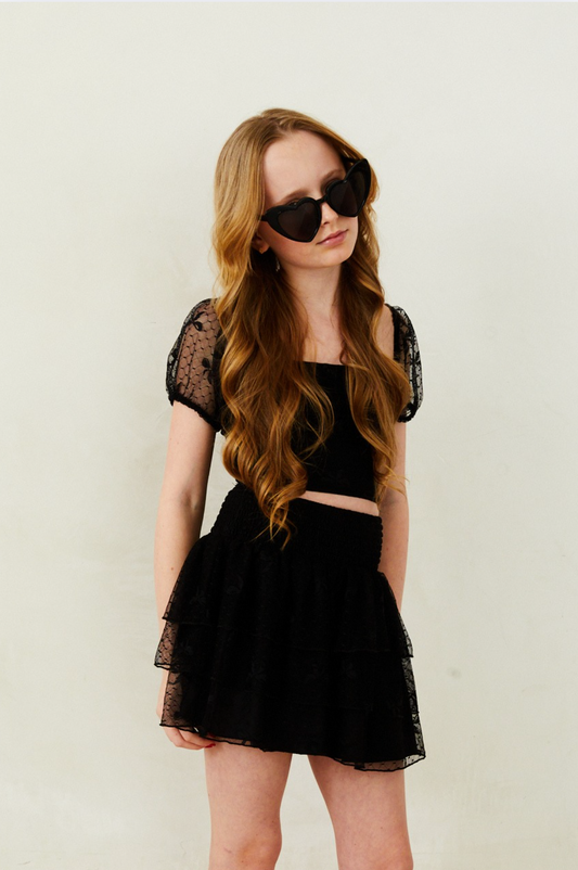 Gemma Mesh Bow  Mini - Black