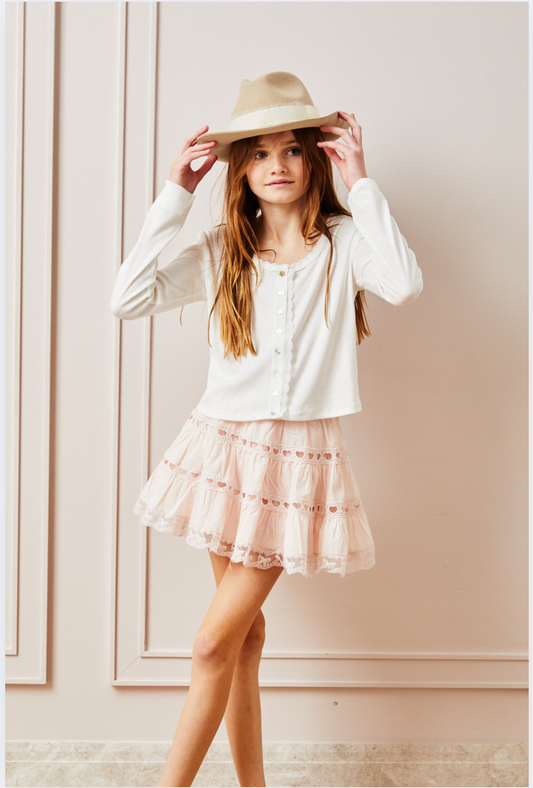 Marni Heart Pointelle Cardigan - Ballet Pink