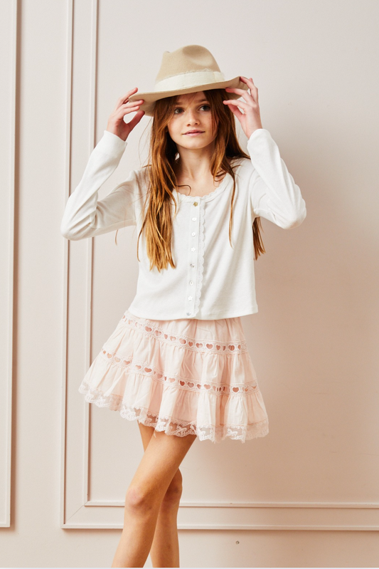 Sofia Heart Bow Lace Mini - Pale Pink