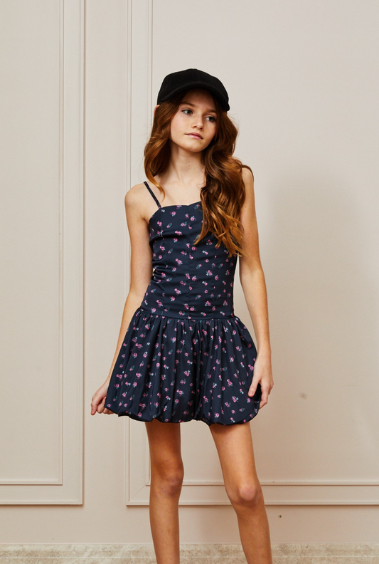 Bailey Satin Ballet Dress - Black Rose