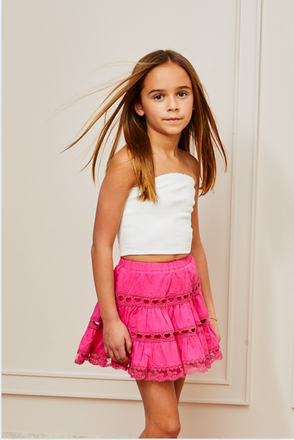 Sofia Heart Bow Lace Mini - Rasberry