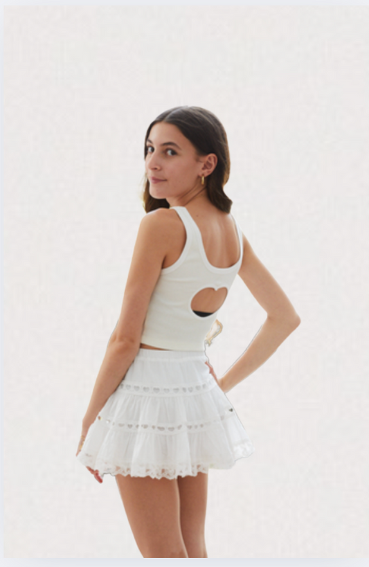 Harlow White Heart Cut Out Tank -25