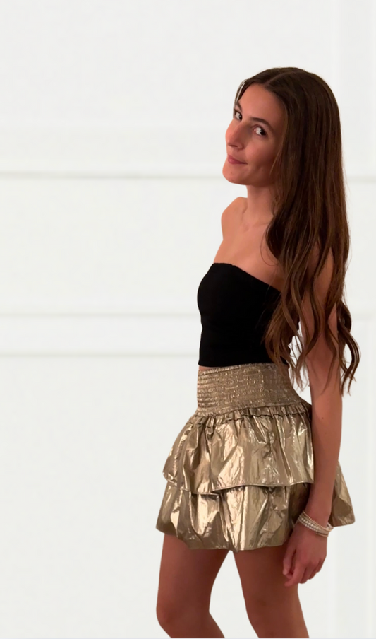 Farrah Lame Gold Ruffle Mini