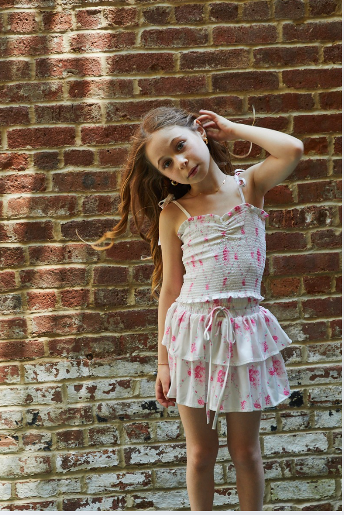 Willow Vintage Romantic Rose Satin Skort