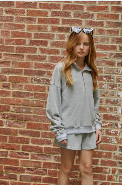 Crosby Grey With Heart Waffle Half Zip Sweatshirt