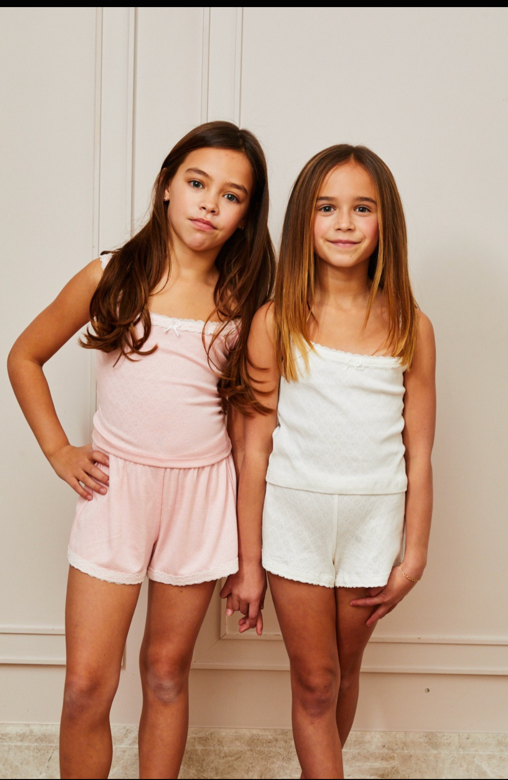 Teddy Pastel Pink Heart Pointelle Shorts