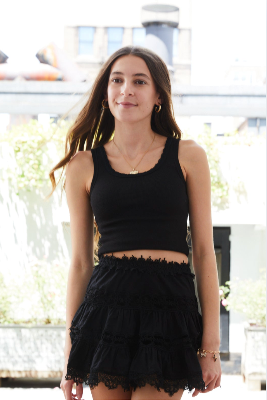 Stella Black Ribbed Top