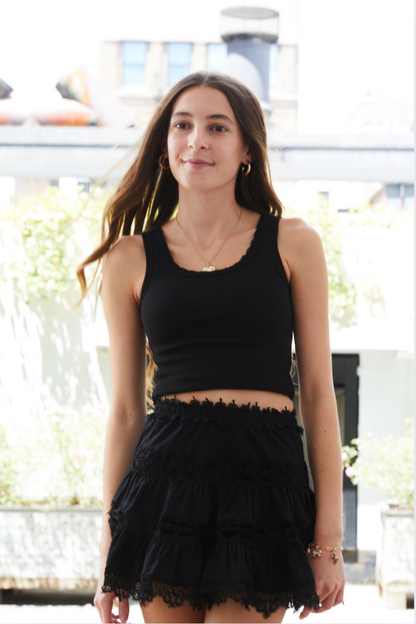 Stella Black Ribbed Top