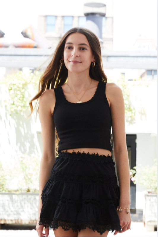 Stella Black Ribbed Top