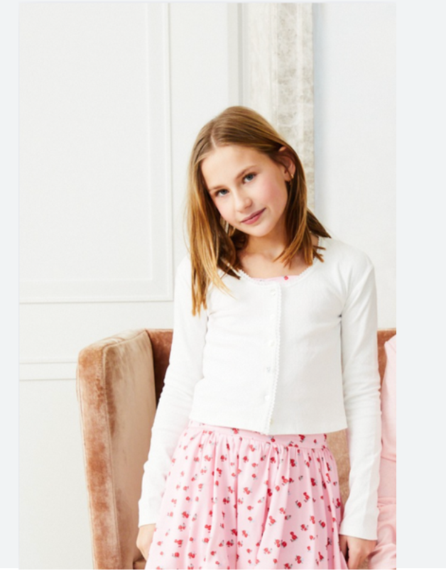 Marni White Heart Pointelle Cardigan